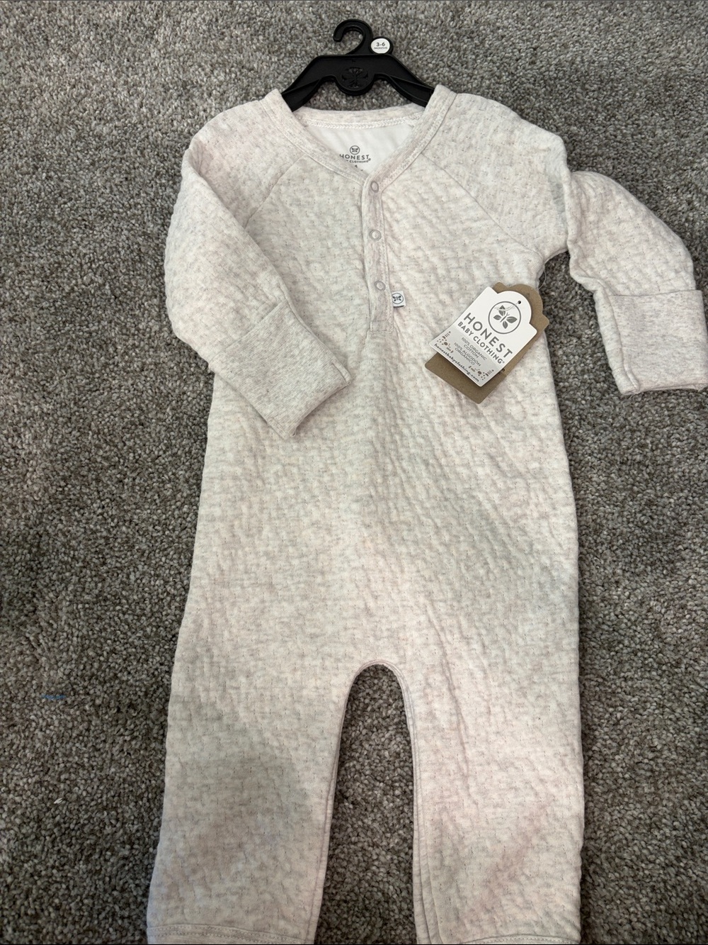 The Honest Company Quilted Footed One-Piece in Light Heather Gray
